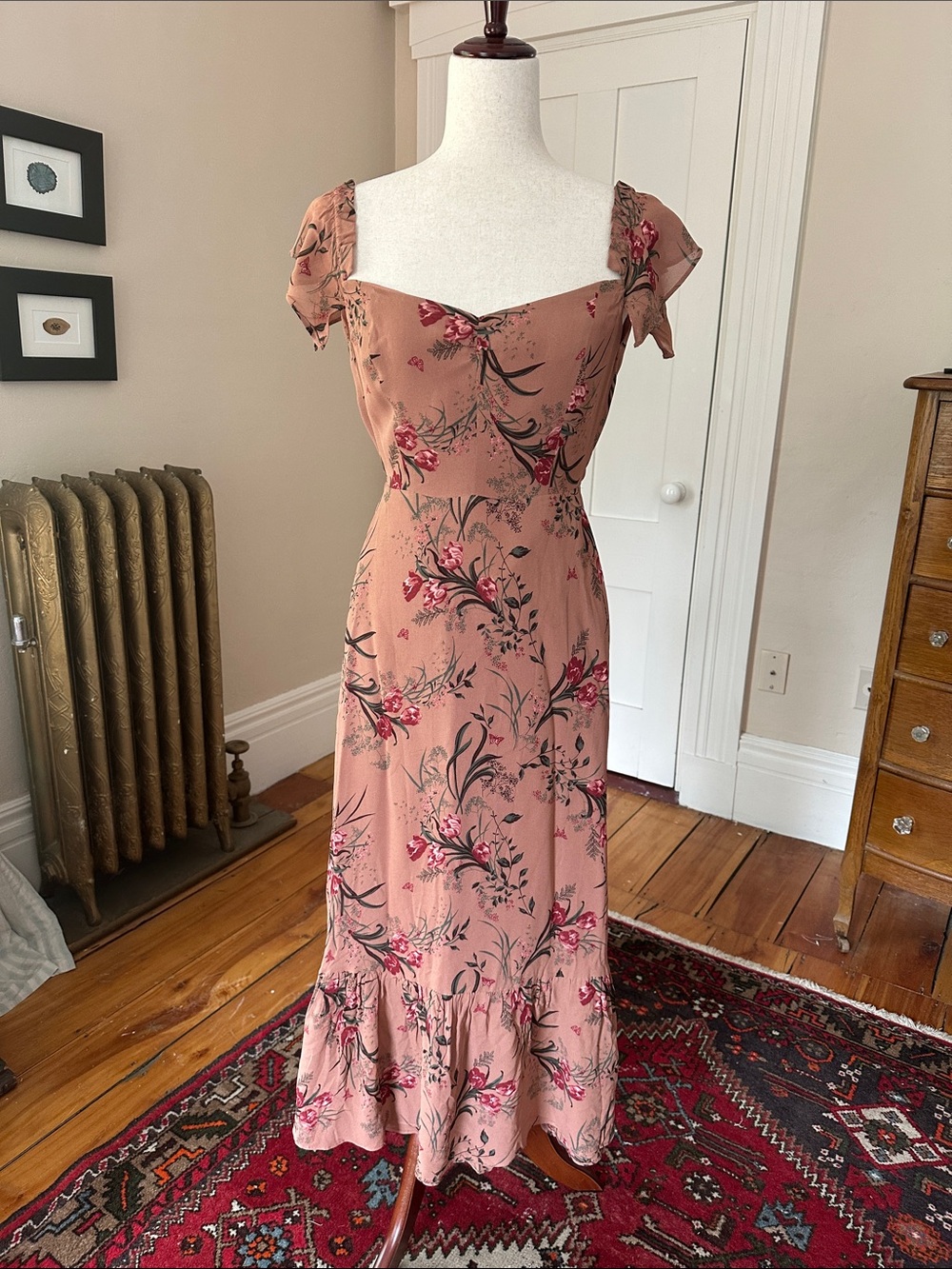 Reformation Dusty Rose Butterfly Dress